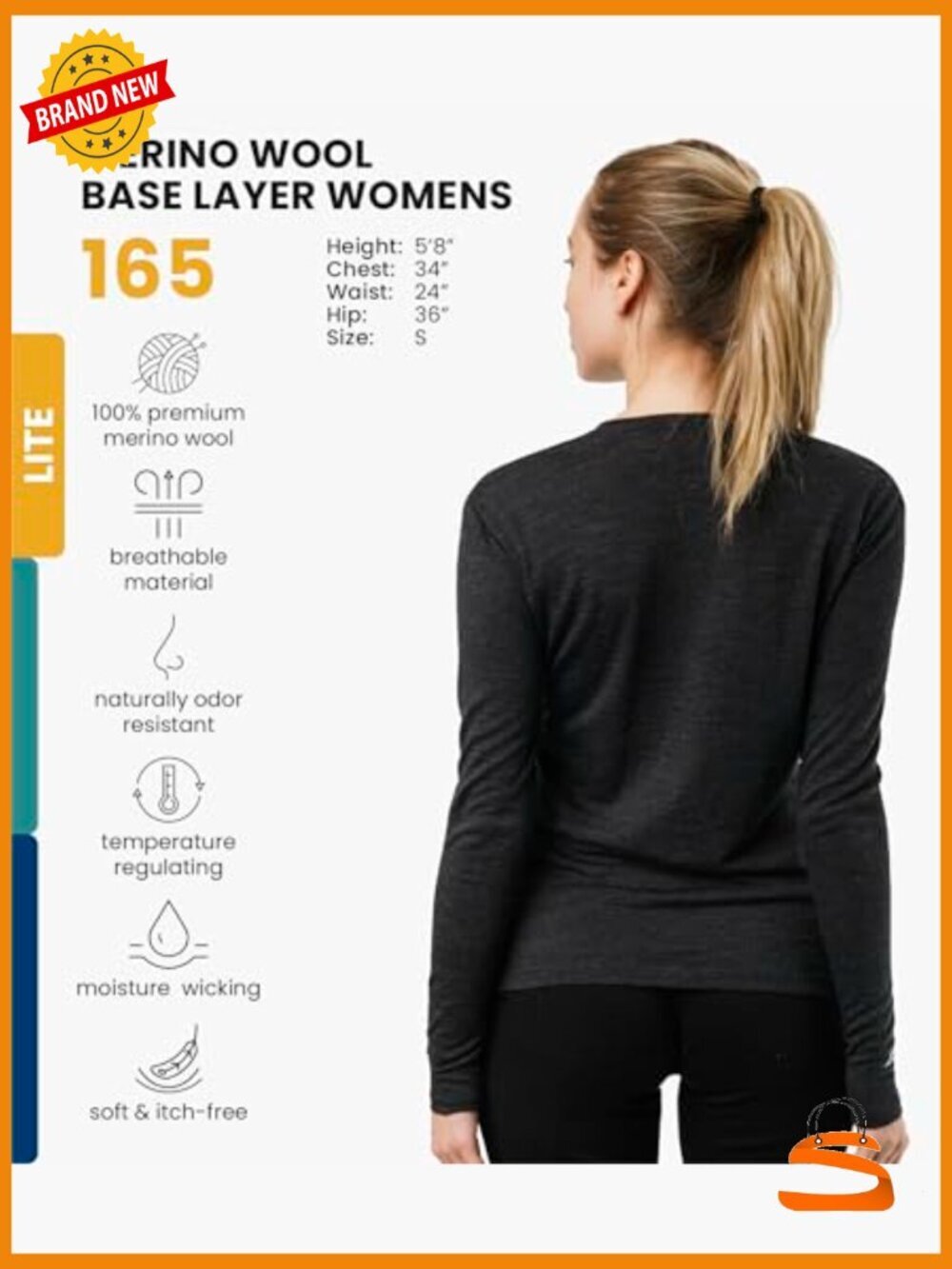Merino Wool Base Layer Long Sleeve Thermal Shirt with Socks - Picture 2 of 7